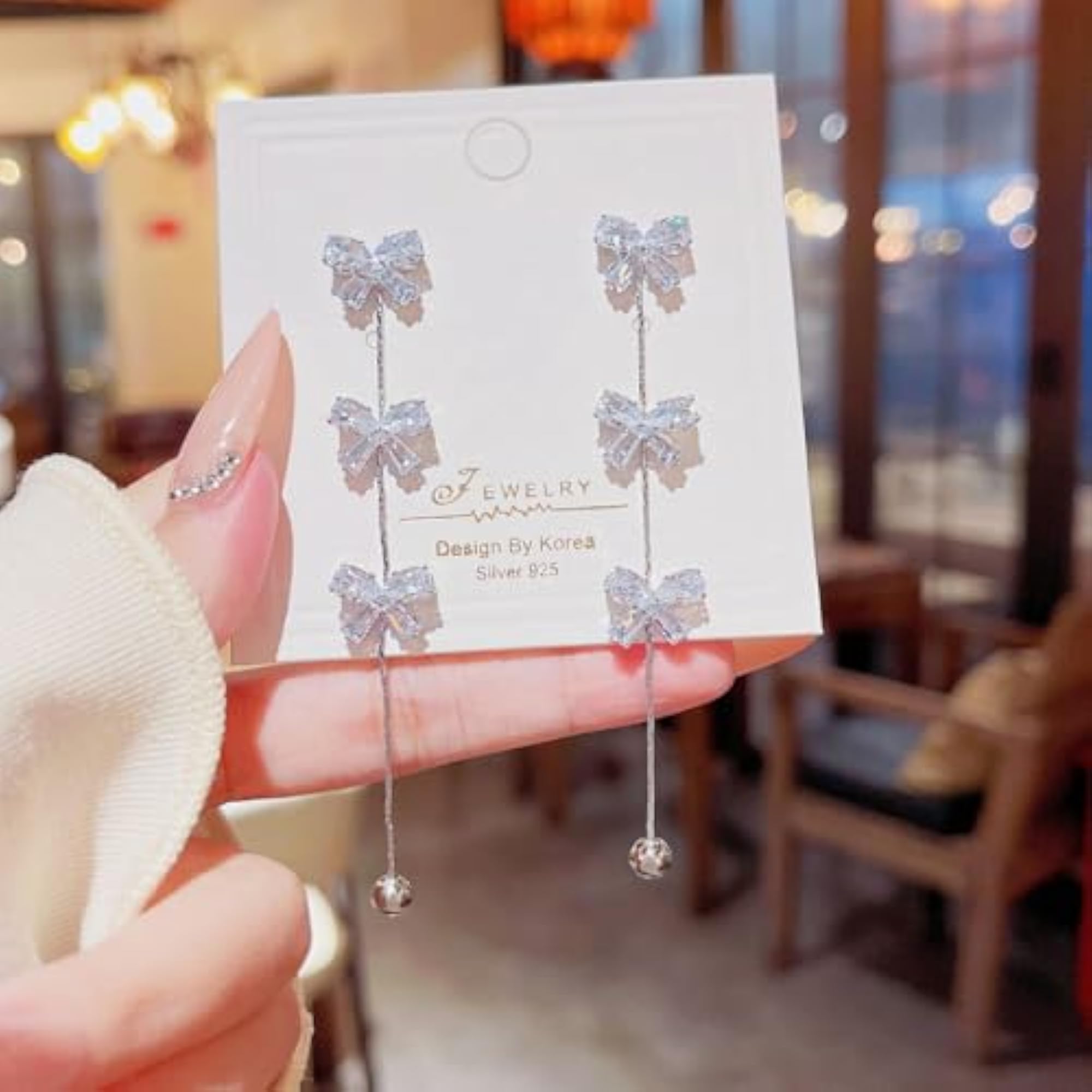 Women's Silver Bow Dangle Earrings