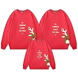 [ＡＷＯＮＧＡＨＩ] 親子 パーカー お揃い クリスマス 赤ちゃん トレーナー 親子 トップス コーデ カップル 家 お揃い 子ども服 親子ペアルック 長袖 家族プレゼント… (レッド, 100)