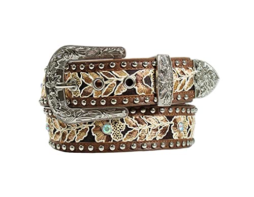 Western Belt Womens Floral Laced Studs S Brown D140003202