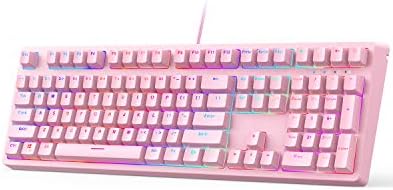 AUKEY Mechanical Gaming Keyboard with Customizable RGB Backlight & Tactile Blue Switches, 108-Key Anti-Ghosting Wired...