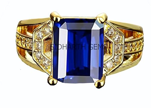 Bague saphir bleu réglable en or Panchdhatu : résolvez le problème de taille pour homme et femme