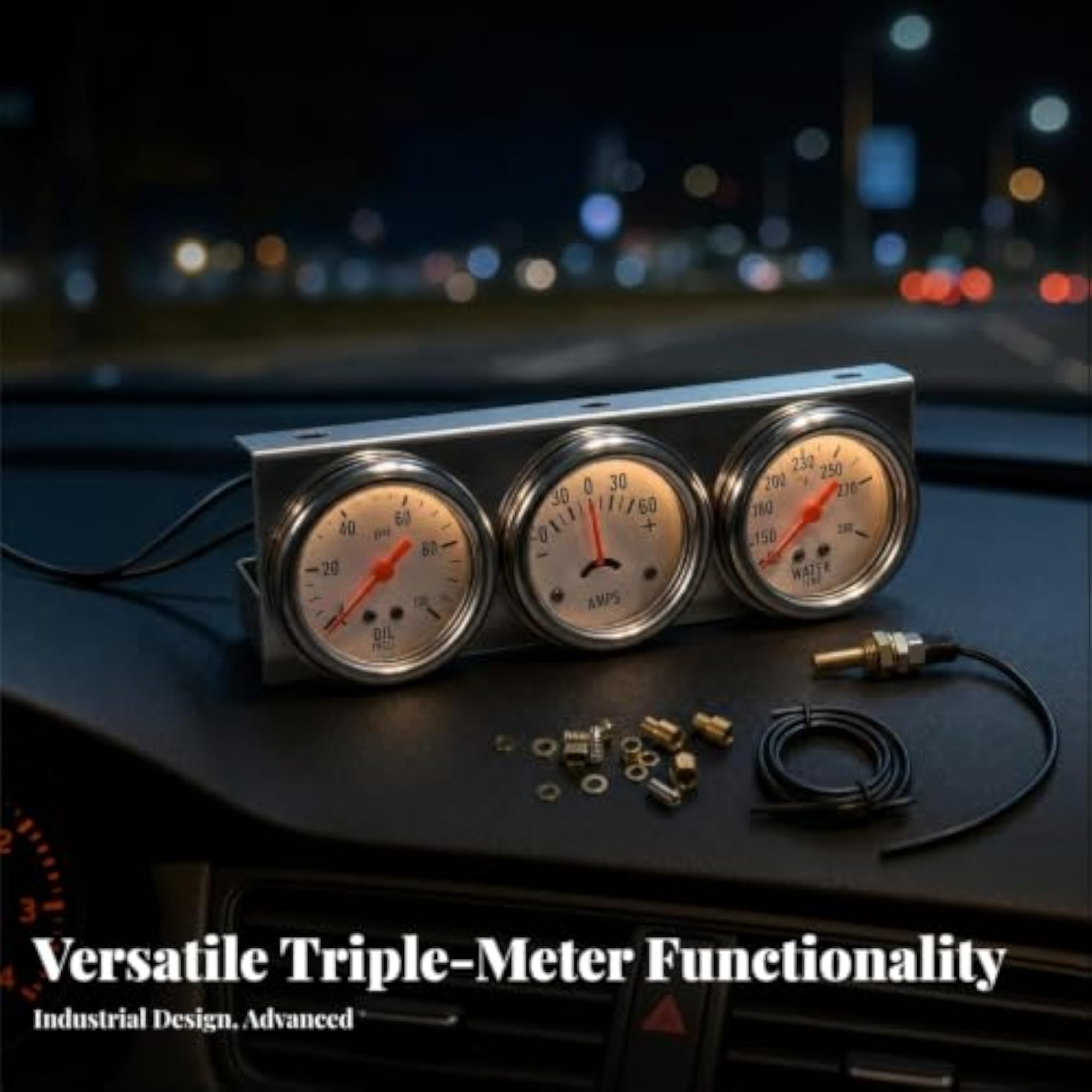 Mechanical 3 Gauge Cluster Analog Car Accessory