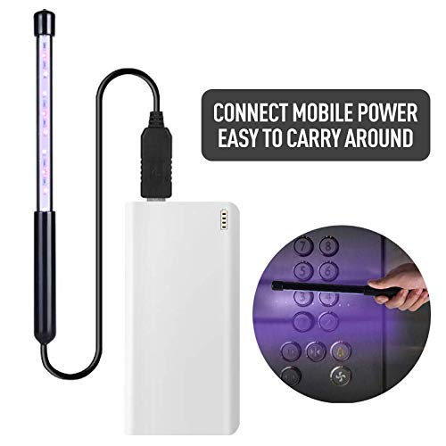 Portable 5W UV Wand - Handheld Waterproof UV Lamp Sterilizer for Household Wardrobe Toilet Car Kitchen tToys Pet Area, Travel Size Air Purifier