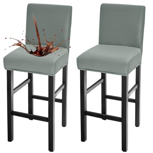 Image of FUANGUI Bar Stool Covers Set of 2, Waterproof Stretch Bar Stool Seat Covers | Washable Removable Bar Chair Covers with Backs Slipcovers, Bar Chair Covers Square for Kitchen Dining Room Cafe