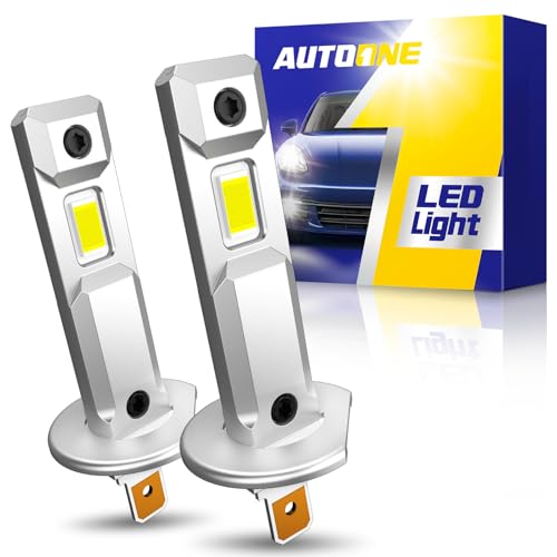 Image of AUTOONE H1 LED Bulbs, 40000LM 800% Ultra Bright, 6500K Cool White 1:1 Mini Halogen Size Fog Lights, Non-polarity Plug and Play, 60000HRS+ Lifespan, Pack of 2