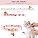 Attkryy Cotton Adjustable Cat Collars Set of 2-Pieces, Cute Pendant Breakaway Kitten Collars with Bell & Heart-Shaped & Strawberry Pendant