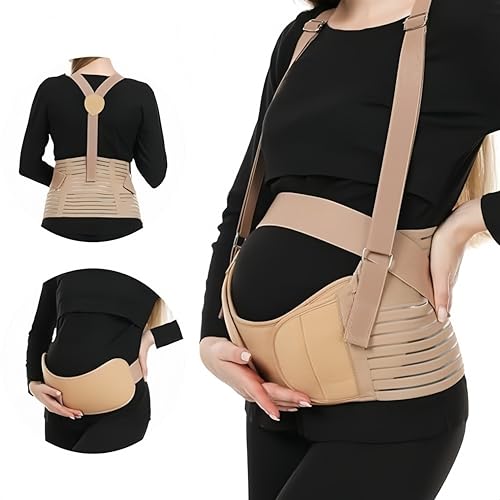 xxkgdsv Maternity Belt - 3-in-1 Pregnancy Support Belly Band, Adjustable & Breathable, Relieves Back & Pelvic Pressure, Comfortable Abdominal Support for All Trimesters (米白色, XXL)