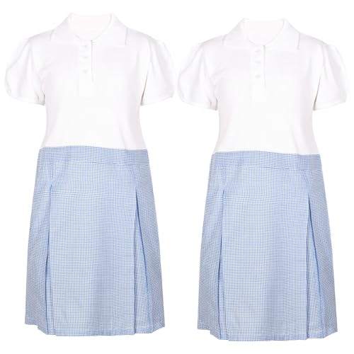 Vestido de escuela de manga corta ligero pack de 2 vestidos plisados de guingán frescos