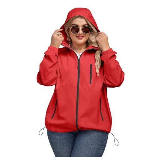Vhersily 2025 Abrigo de mujer de invierno, impermeable, para otoño, tallas grandes, elegante, ligero, chaqueta de entretiempo, para senderismo, ciclismo, rojo, 5XL Vhersily 2025 Abrigo de mujer de invierno, impermeable, para otoño, tallas grandes, elegante, ligero, chaqueta de entretiempo, para senderismo, ciclismo, rojo, 5XL