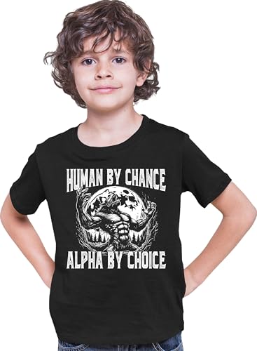Go All Out Human by Chance Alpha by Choice Graphic Novelty Tee Alpha Wolf Mens Toddler Youth T-Shirt