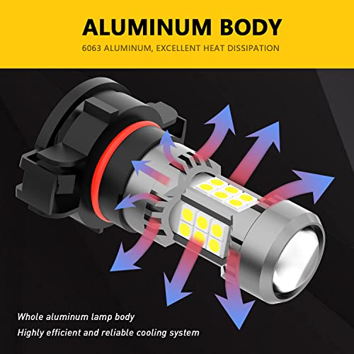 PHINLION 2504 PSX24W 12276 LED Fog Light Bulbs, 3200 Lumens Super Bright, 6000K Xenon White, 3030 30 SMD Chips, DRL Replacement Lamps for Cars, Trucks, SUVs