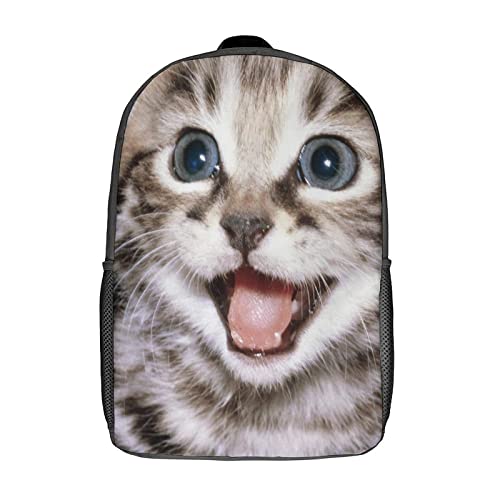 Sac à dos scolaire pour enfants imprimé 3D chat mixte 17 pouces