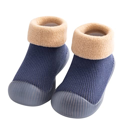 Baby Sock Shoes,0-4 Years Toddler Baby Boys Girls Solid Warm Knit Soft Sole Rubber Sock Shoes2