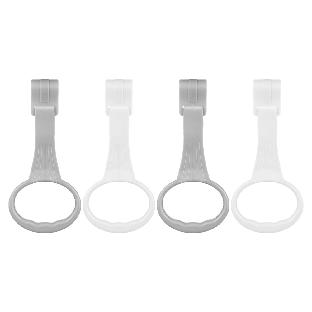 ibasenice 2 Pairs Baby Pull up Rings for Playpen Baby Crib Hanging Rings Baby Bed Stand up Rings Baby Walking Exercises Assistant Rings for Infant Toddler Practice, 19.50X9.00X1.20CM