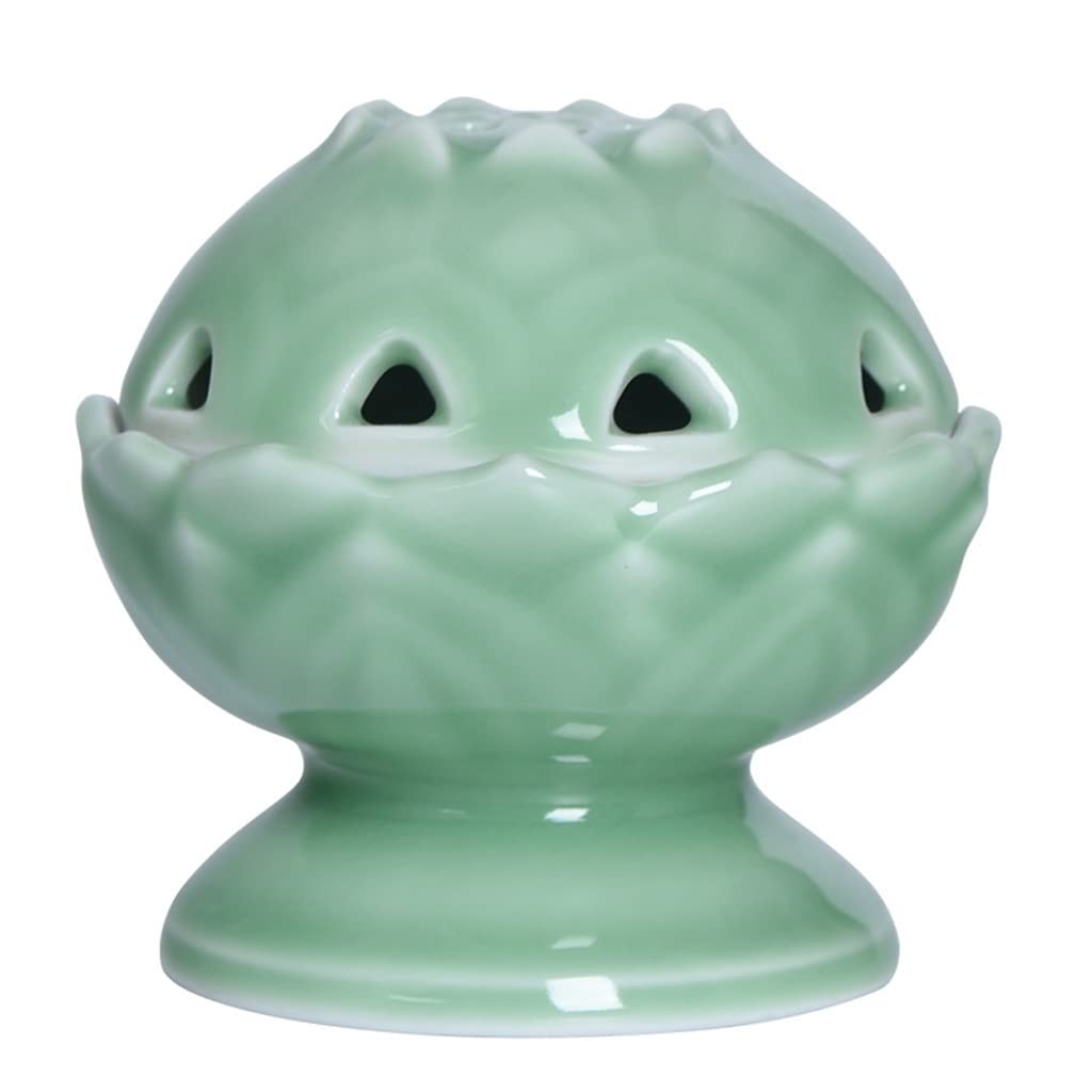 Incense Holder Base Celadon Lotus Incense Furnace With Cover Ceramic Stove Plate Sandalwood Tower Road Powder Seal Fragrance
