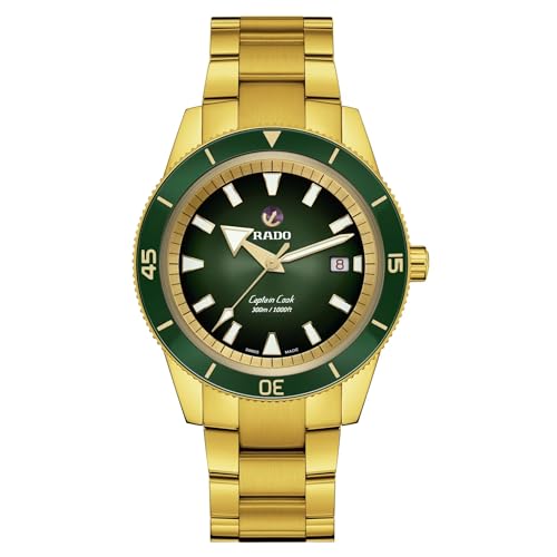 Rado Captain Cook Automatic Green Dial and Gold Bracelet with Date Display and Swiss Automatic Movement