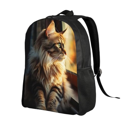 Minimalist Unisex 16 Inch Backpack Cat Window Sunlight Focus Sleek Design for Simple Lifestyles Daily Carry & Errand2