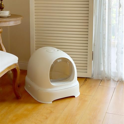 Arenero cerrado para gato con tapa y mango gris miniatura 3