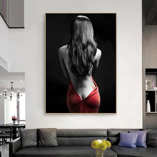 Toile femme jupe rouge 40x65 cm | Décoration murale salon moderne affiche