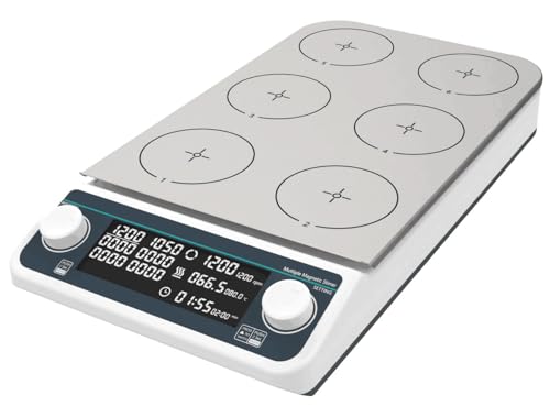 YFYIQI Multiposition Magnetic Stirrer with Heating Function Max Stirring Volume 6 * 500ML Plate Size 110MM RPM Range 50 to 1200 RPM