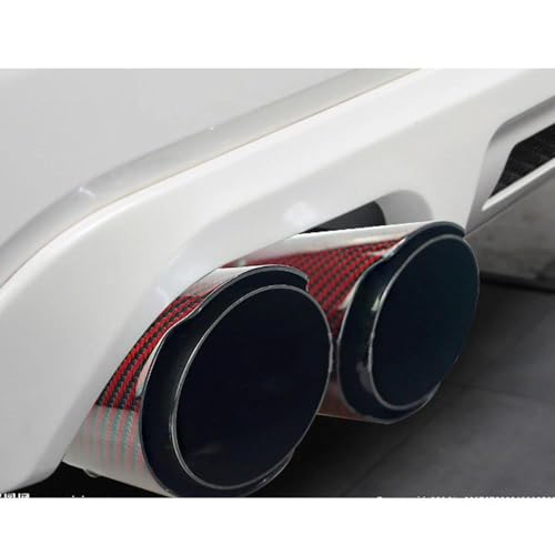 Punta de escape universal para coche con silenciador de doble salida izquierda de 63mm roja 2