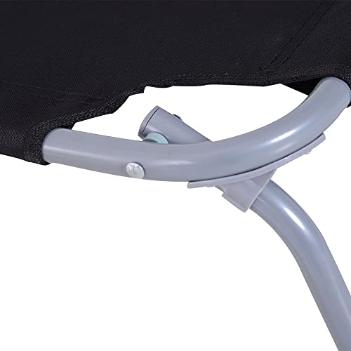 Outsunny Tumbona Plegable Tumbona Jardín Exterior con Respaldo Ajustable en 5 Posiciones y Estructura Metálica Carga 120 kg para Terraza Piscina Playa 187x55x24 cm Negro - imagen 8
