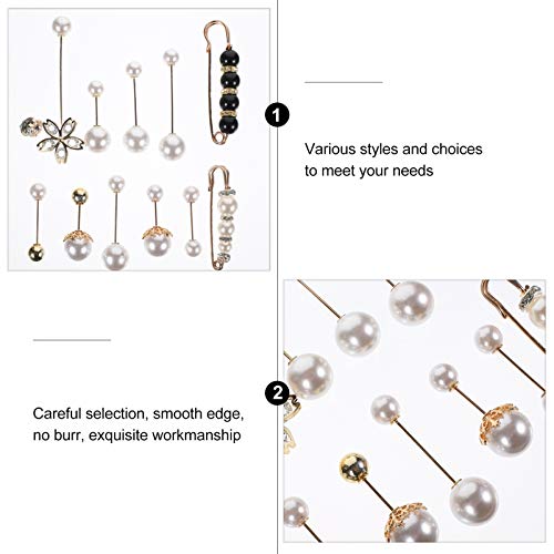 Amosfun Broche de Pérola 12 Peças Femininas Suéter Xale Clipe Cardigã Gola Camisa Vestido de Seguran