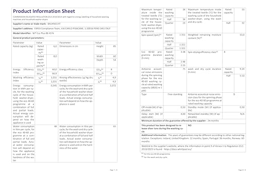 Bauknecht WT Eco Plus 86 43 N Waschtrockner/ 8/6 kg Waschen/Trocknen / Active Care Wash & Dry Technologie /Flecken 40° / Dampf-Programm / Wolle-Programm / Nachlegefunktion / PRO-Inverter Motor, Weiß