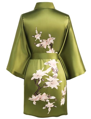 BABEYOND Kimono Robe Cover up Short Satin Floral Silky Kimono Blouse Loose Bachelorette Party Robe2