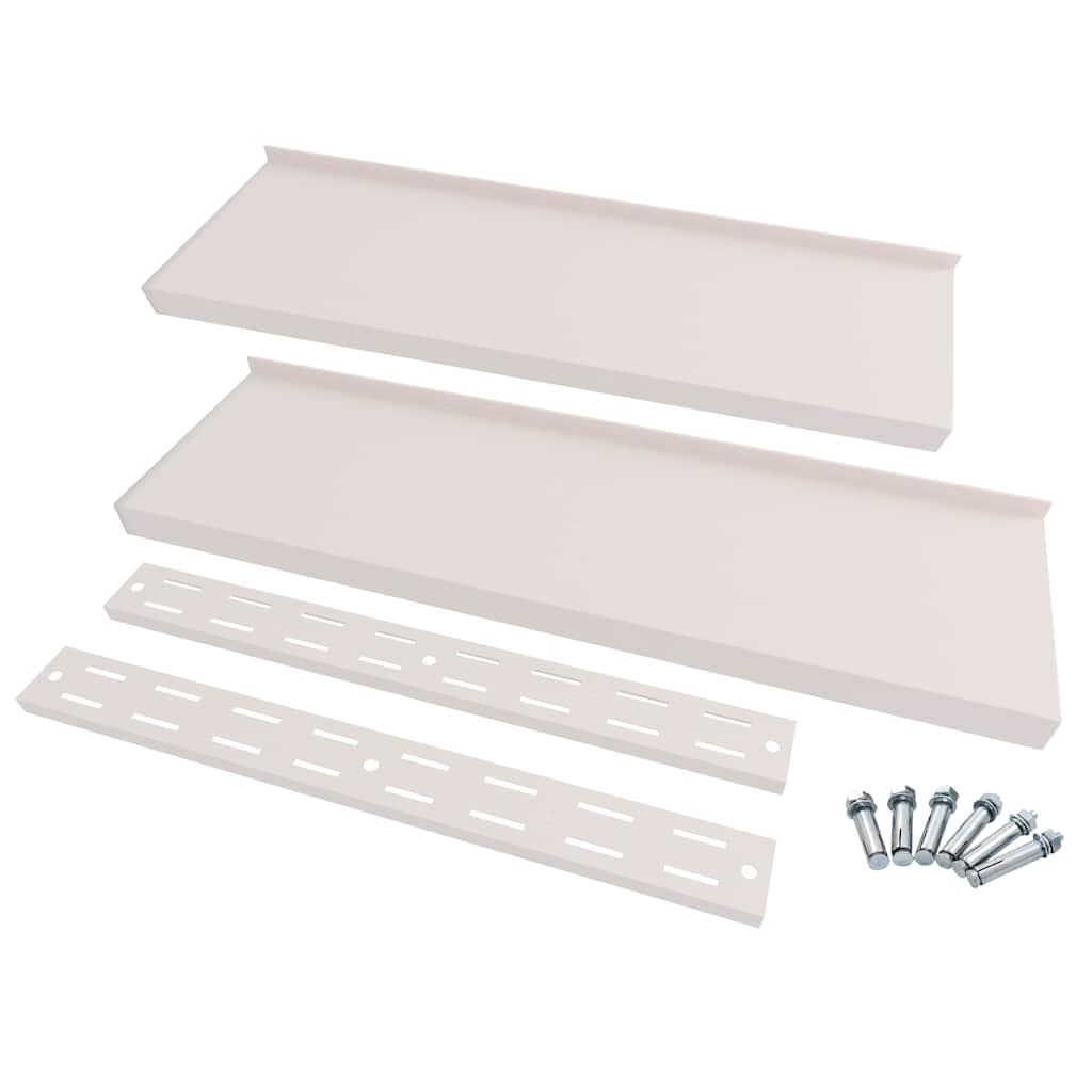 Set di 2 mensole da parete in acciaio inox, 2 ripiani, 200 x 30