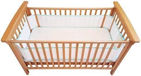 4-Sided Breathable Crib Bumper, Double Layers for Extra-Padding, Free from Entanglement Risk Design, Airflow Safe 3D Mesh Crib Liner (Mint Green)