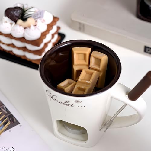 CREHNIL Chocolate Melting Mug Cheese Candy Mini Fondue Pot With Forks — view 8