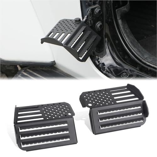 Foot Pegs with US Flag for Wrangler JK JL Gladiator JT 2007 to 2025 Door Hinge Footrests with Anti-Slip Surface & 120Ergonomic