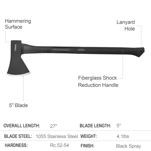 Hitdudu CAMLA Splitting Axe, 27 Inch Camping Chopping Hatchet For Firewood Splitting thumb #1