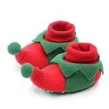 Newborn Infant Baby Christmas Shoes Santa Slippers Booties Anti-Slip Socks Boots Winter Warm Prewalk
