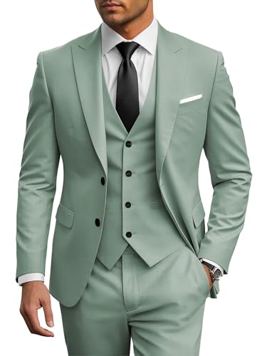 Image of Wangyue Men's Suits 3 Piece Slim Fit Wedding Suits for Men Formal Business Suit Party Prom Tuxedo