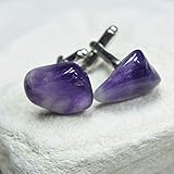 Custom Amethyst Stone Cufflinks - 1 Set