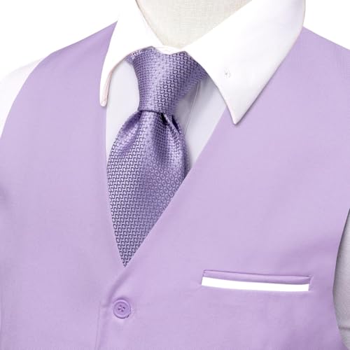 Image of Hi-Tie Men's Formal Suit Vest Solid Fit Vest for Men 3 Pockets V Neck Waistcoat Business Wedding Casual