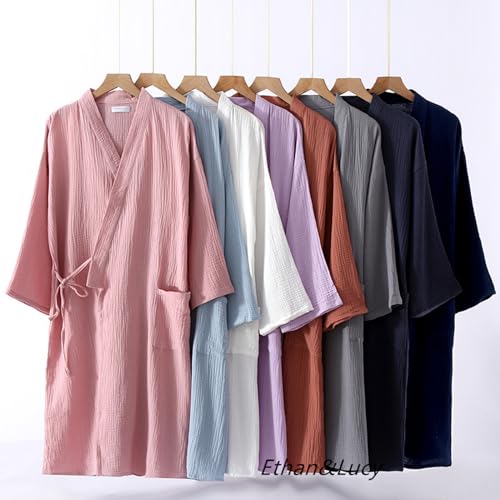Men Cotton Kimono Robe Spa Bathrobe Sleepwear Adult Japanese Kimono for Men Loungewear3