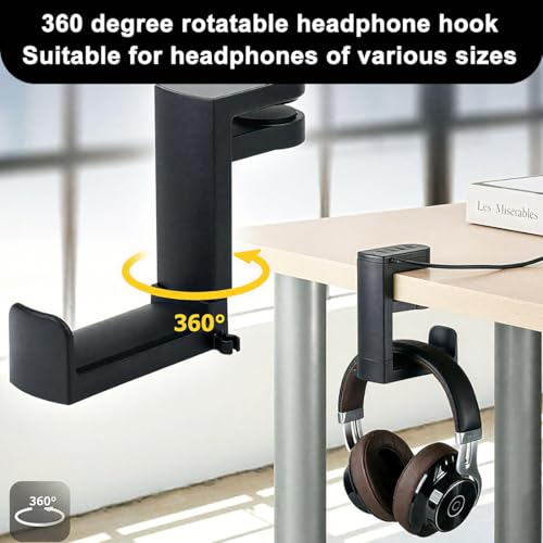 Miniatura 5 de Gxgm Soporte Para Auriculares, Sin Perforaciones, Ajustable, Soporte Para Auriculares, Soporte Para Llaves, Gancho De Una Capa Negro