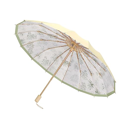 Parapluie pliant triple compact et portable style uni avec 16 baleines coupe-vent