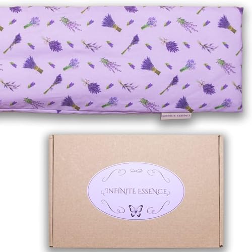 LAMARE Saco Semillas Microondas de Trigo y Lavanda 48 x 15 cm Funda Lavable 100% Algodón - Cojín Térmico Para Cervicales y Terapia Frío y Calor. Saco de Semillas Para Microondas. Lavanda Estampado.