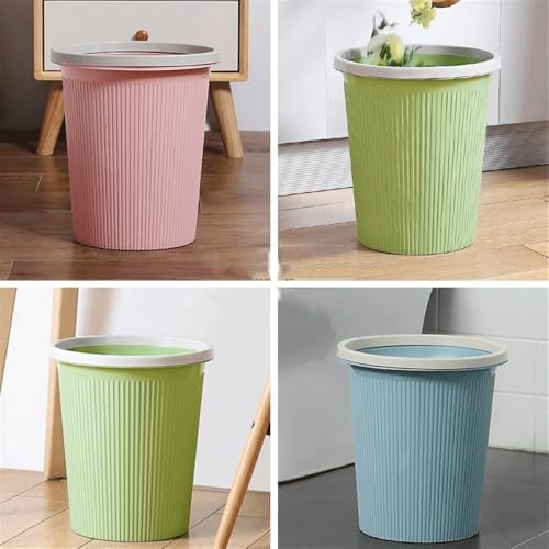 Papelera de baño rosa para oficina y cocina pequeña con diseño moderno a rayas 6