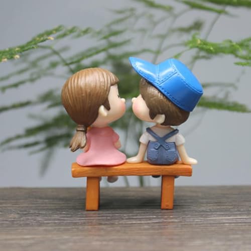 Image of SATYAM KRAFT 2 Set Romantic Couple Love Sitting on Bench Miniature Showpiece Valentine Gift for Girlfriend Boyfriend Husband Wife Wedding Anniversary Birthday Home Decor Statue Resin Decorative Idol.