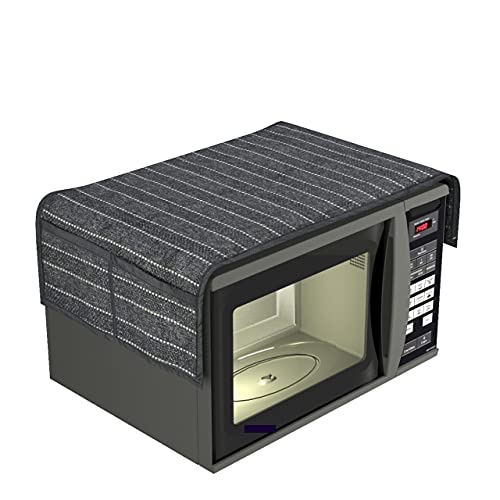 JEOURDH Microwave Oven Top Cover for 20 Litre with Fabric-Lines Black (Size 14 * 34 inches)
