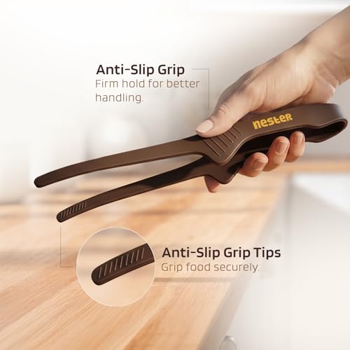 Image of Nester Silicone Kitchen Tong - Heat Resistant, Non-Stick Safe, Anti-Slip Grip, Ergonomic Lock Design, Food-Grade Silicone Tips for Cooking, Serving, BBQ & Frying