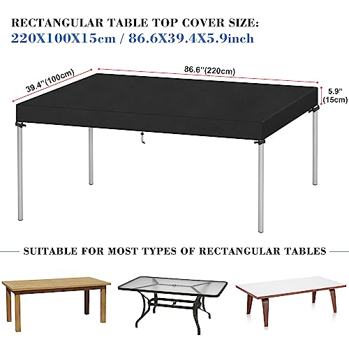 VANSHEIM Garden Table Top Cover Outdoor Patio Table Cover Rectangle Garden Furniture Outdoor Table Covers Waterproof Rattan Furniture Covers 220x100x15cm - Image 2