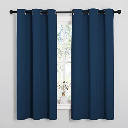 Image of NICETOWN Window Curtain Panels, Thermal Insulated Solid Grommet Blackout Draperies /Drapes for Basement (Moroccan Blue, 1 Pair, 34 by 54-inch)