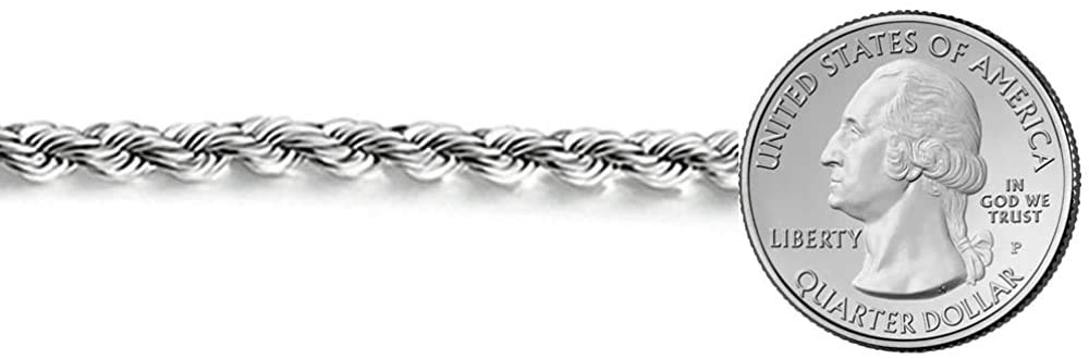 Savlano 925 Sterling Silver 6mm Solid Italian Rope Diamond Cut Twist Link Chain Necklace with Gift Box for Men & Women - Made in Italy