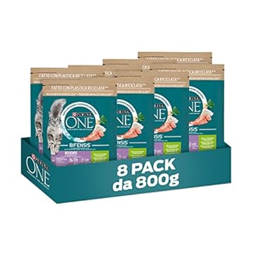PURINA ONE Bifensis Delicate Crocchette per Gatti Adulti con Tacchino 8 Sacchi da 800g